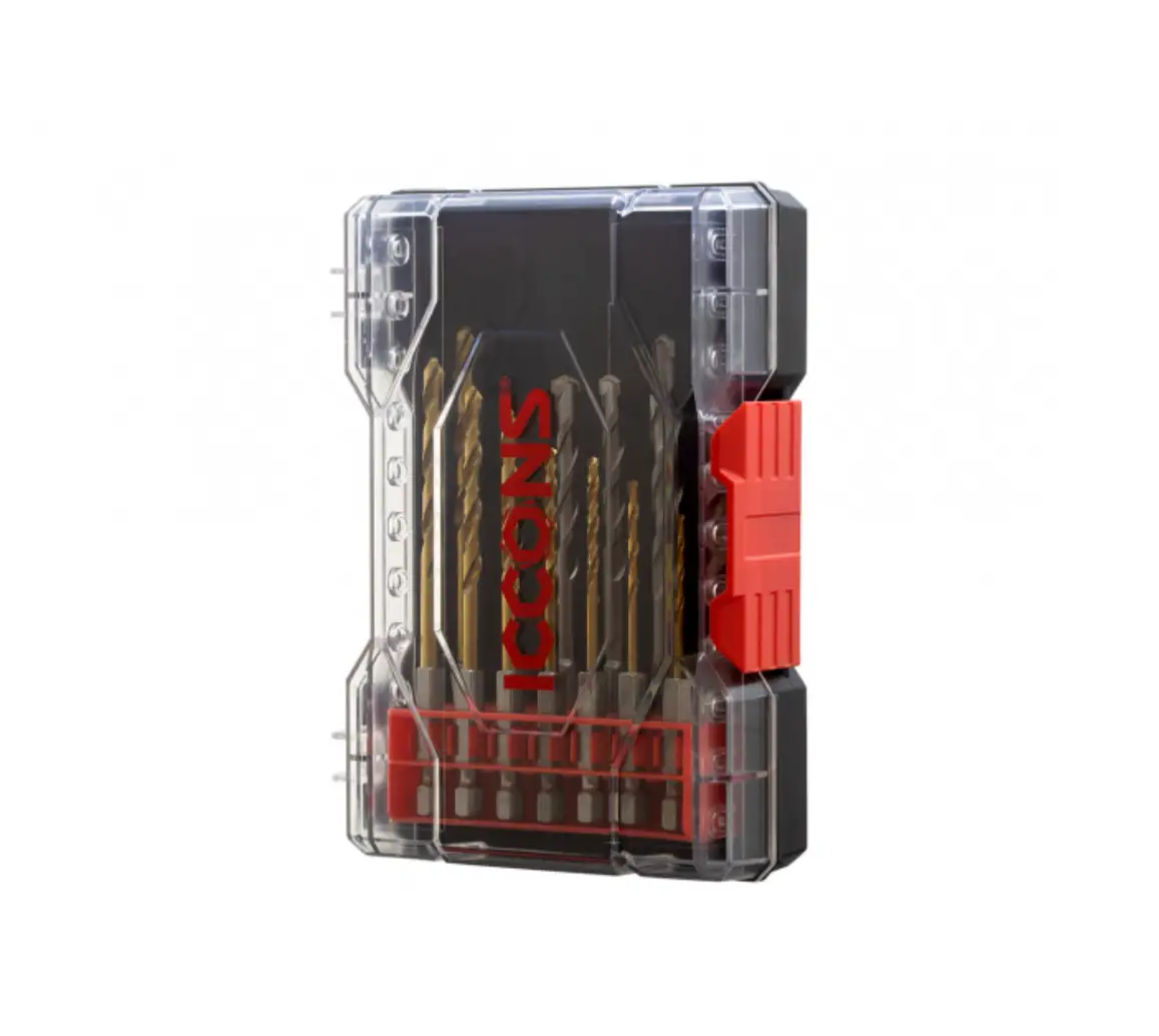 ICCONS HSS-TS Hex Shank Titanium and Hex Shank Masonry Drill Kit 13 Pce