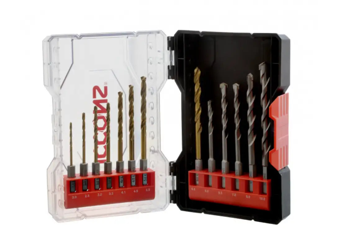 ICCONS HSS-TS Hex Shank Titanium and Hex Shank Masonry Drill Kit 13 Pce