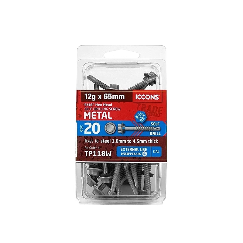 Trade Pack - Self Drilling Hex with Sealing Washer - Coarse Thread