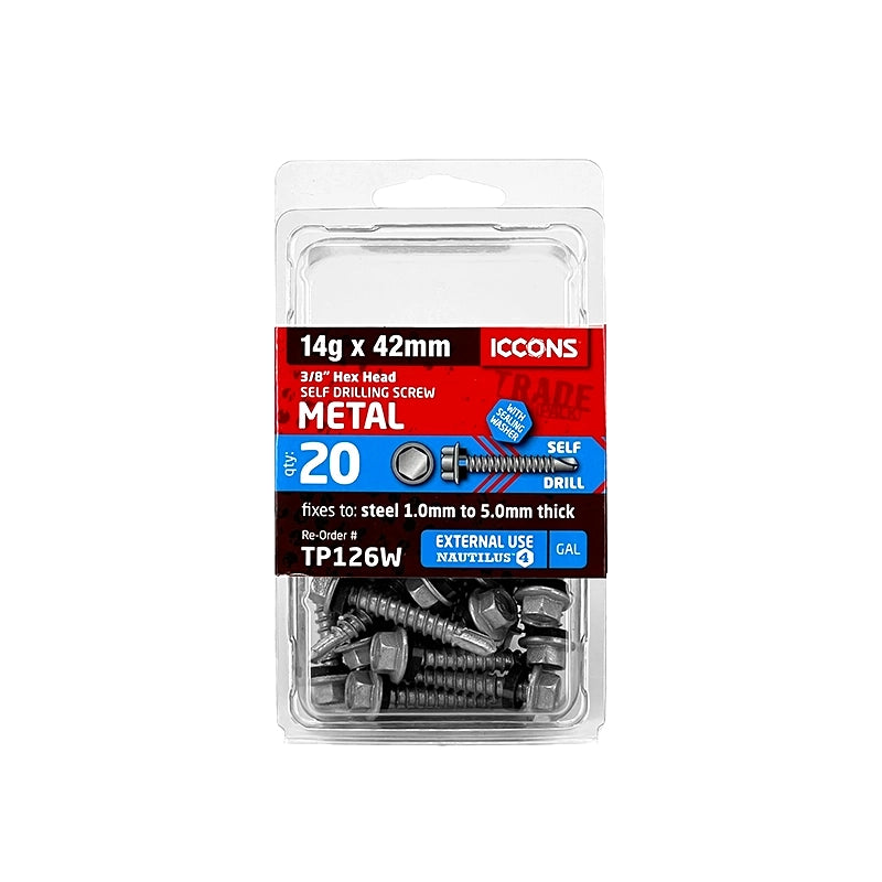 Trade Pack - Self Drilling Hex with Sealing Washer - Coarse Thread