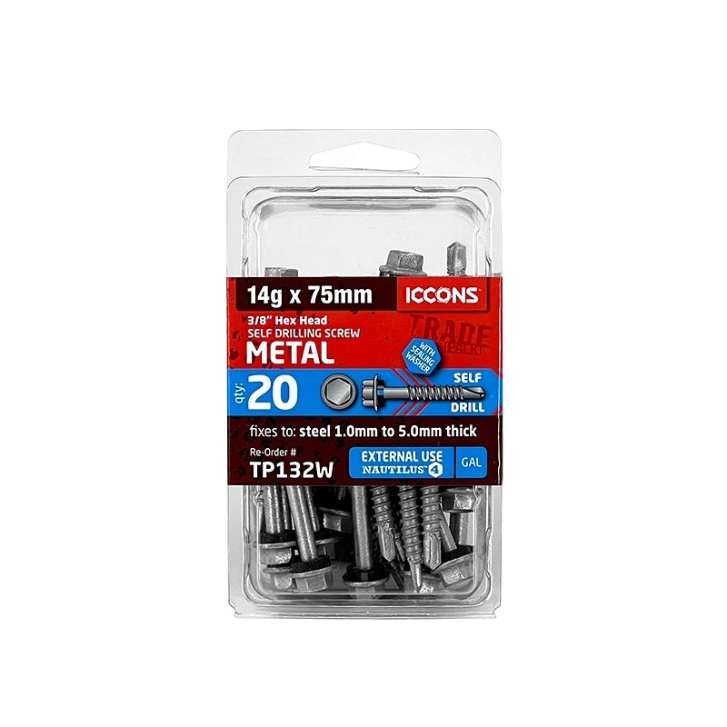 Trade Pack - Self Drilling Hex with Sealing Washer - Coarse Thread