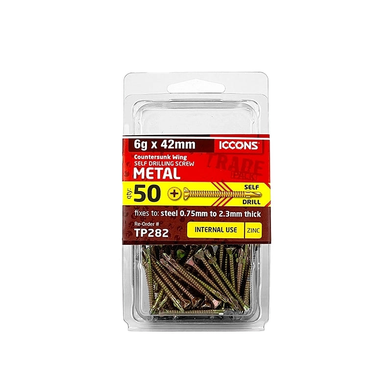 Trade Pack - Self Drilling Countersunk Wing - Coarse Thread