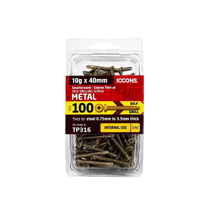 Trade Pack - Self Drilling Countersunk Head - Coarse Thread