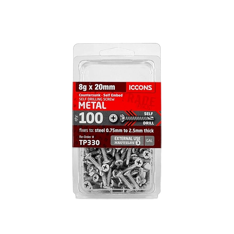 Trade Pack - Self Drilling Csk Self Embed Head - Coarse Thread