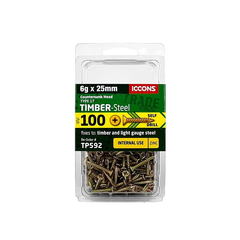 Trade Pack - Type 17 Countersunk Head - Coarse Thread