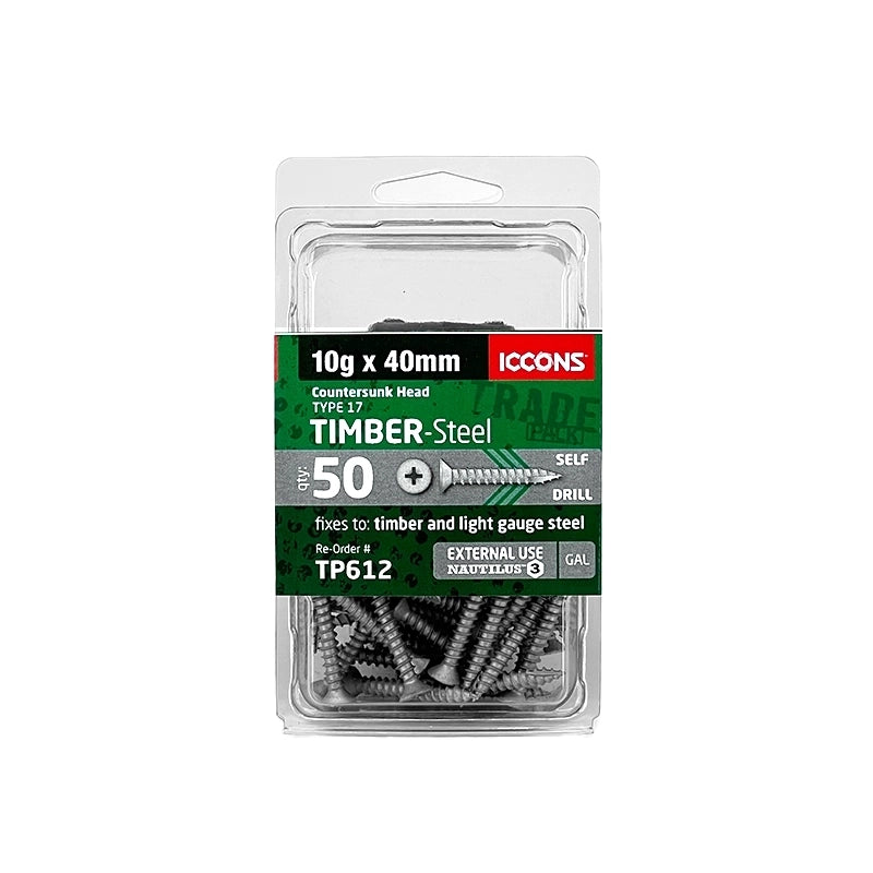 Trade Pack - Type 17 Countersunk Head - Coarse Thread