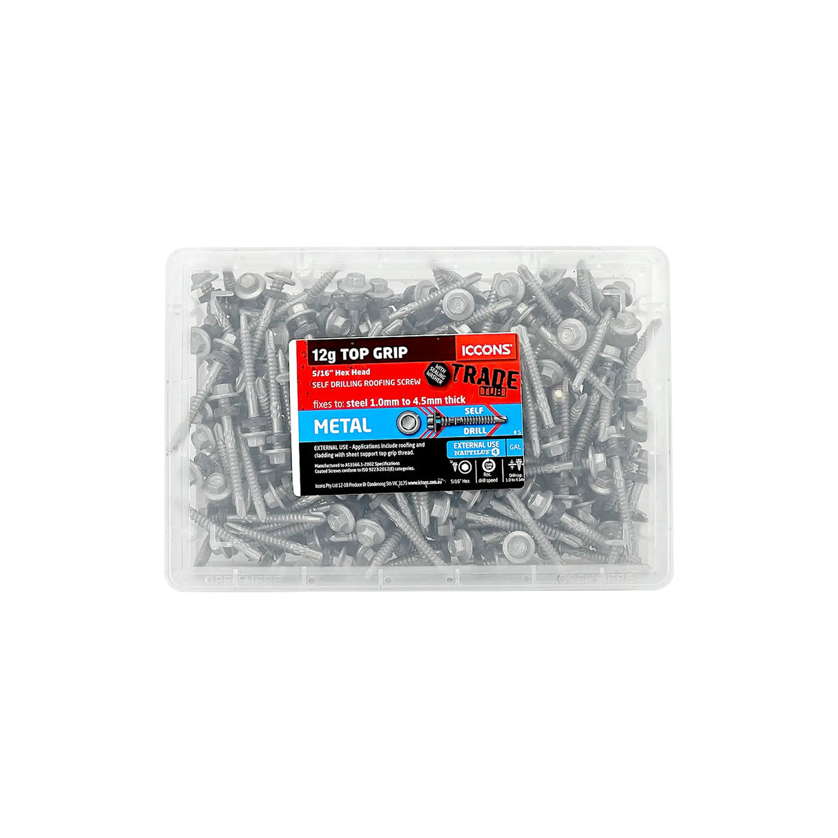 Trade Tub - Self Drilling Hex Top Grip with Sealing Washer - Coarse Thread