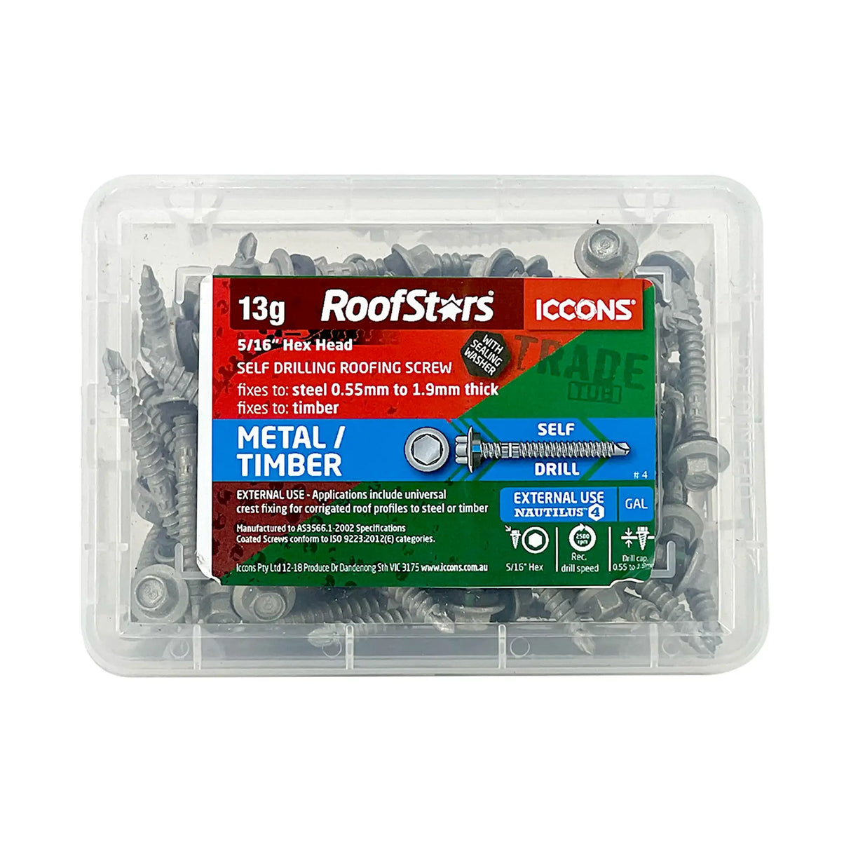 Trade Tub - Roof-Stars - Metal Roof Sheet To Steel Or Timber Battens