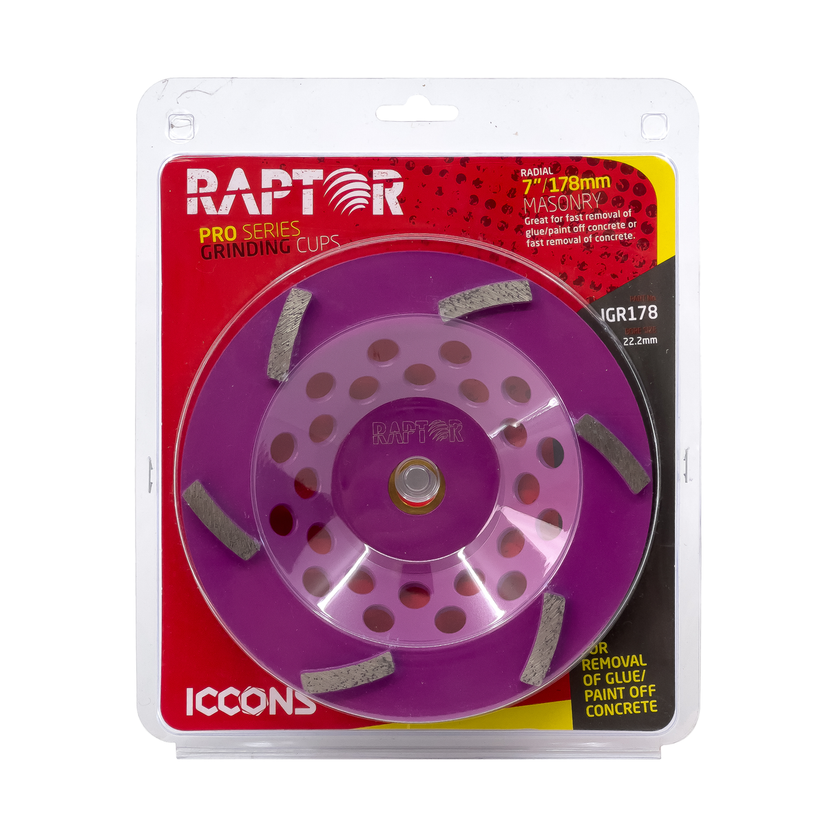 Diamond Grinding Cup for Concrete, Paint & Glue Removal - Purple