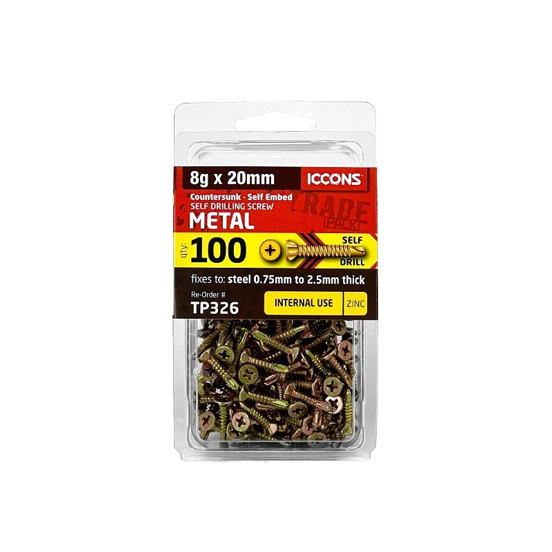 Trade Pack - Self Drilling Csk Self Embed Head - Coarse Thread