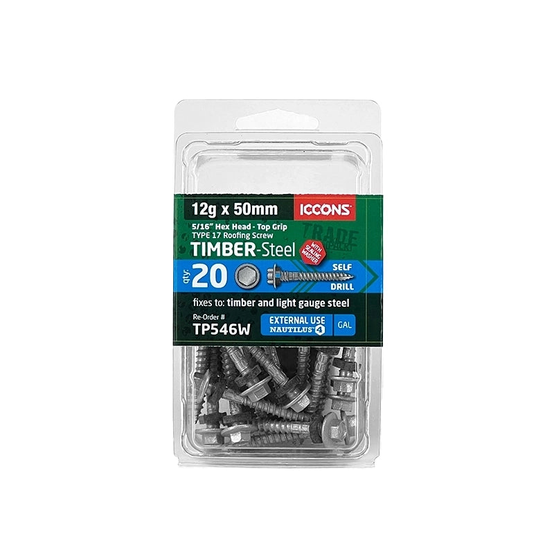Trade Pack - Type 17 Hex Top Grip with Sealing Washer - Coarse Thread