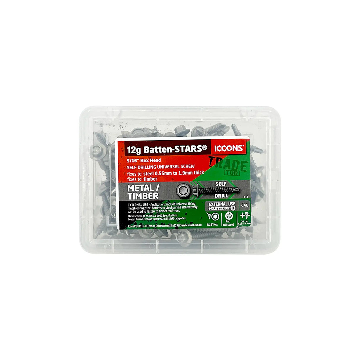 Trade Tub - Batten Stars - Metal Top Hat Batten To Steel Or Timber (100 Pack)